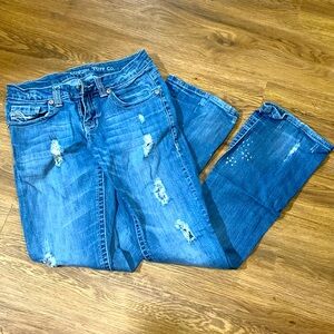 29x35 Cowgirl Tuff ripped distressed riding jeans